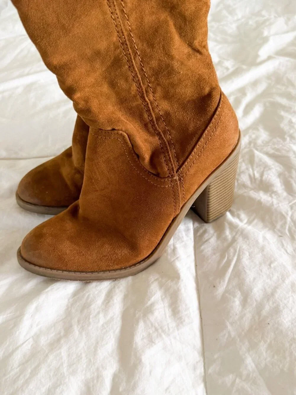 Universal Thread Brown Tan Over The Knee High Boots Block Heel Suede Womens 8